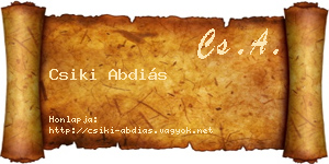 Csiki Abdiás névjegykártya